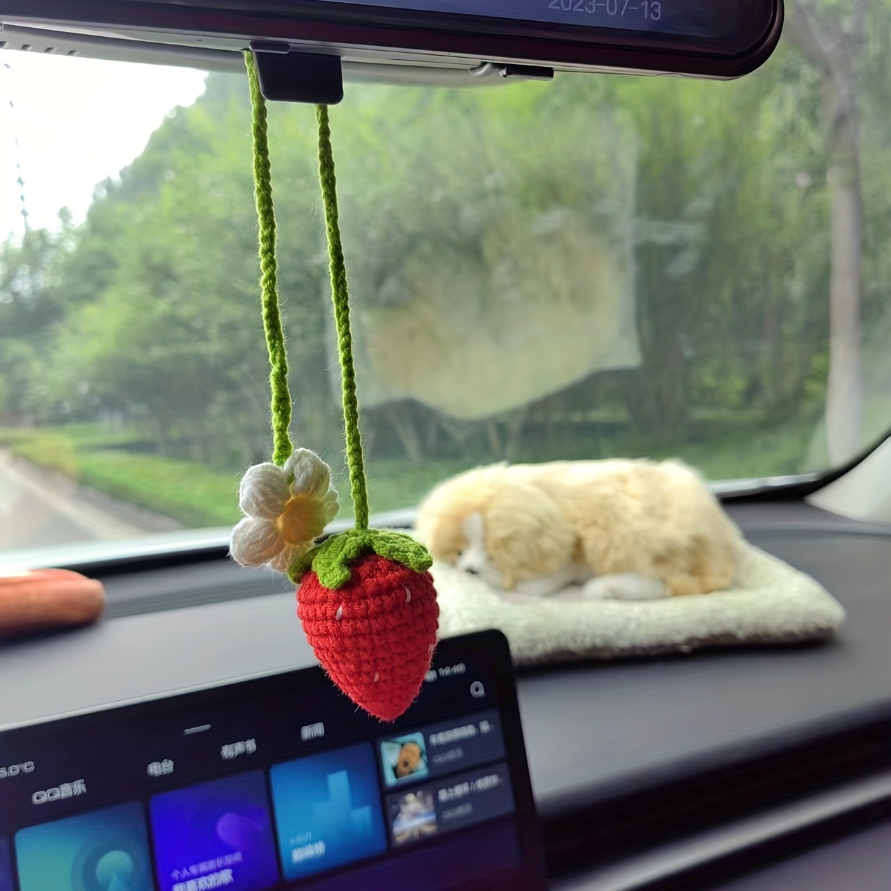 1 Stück Süße Erdbeere Häkeln Autospiegel Hängende - Temu Austria