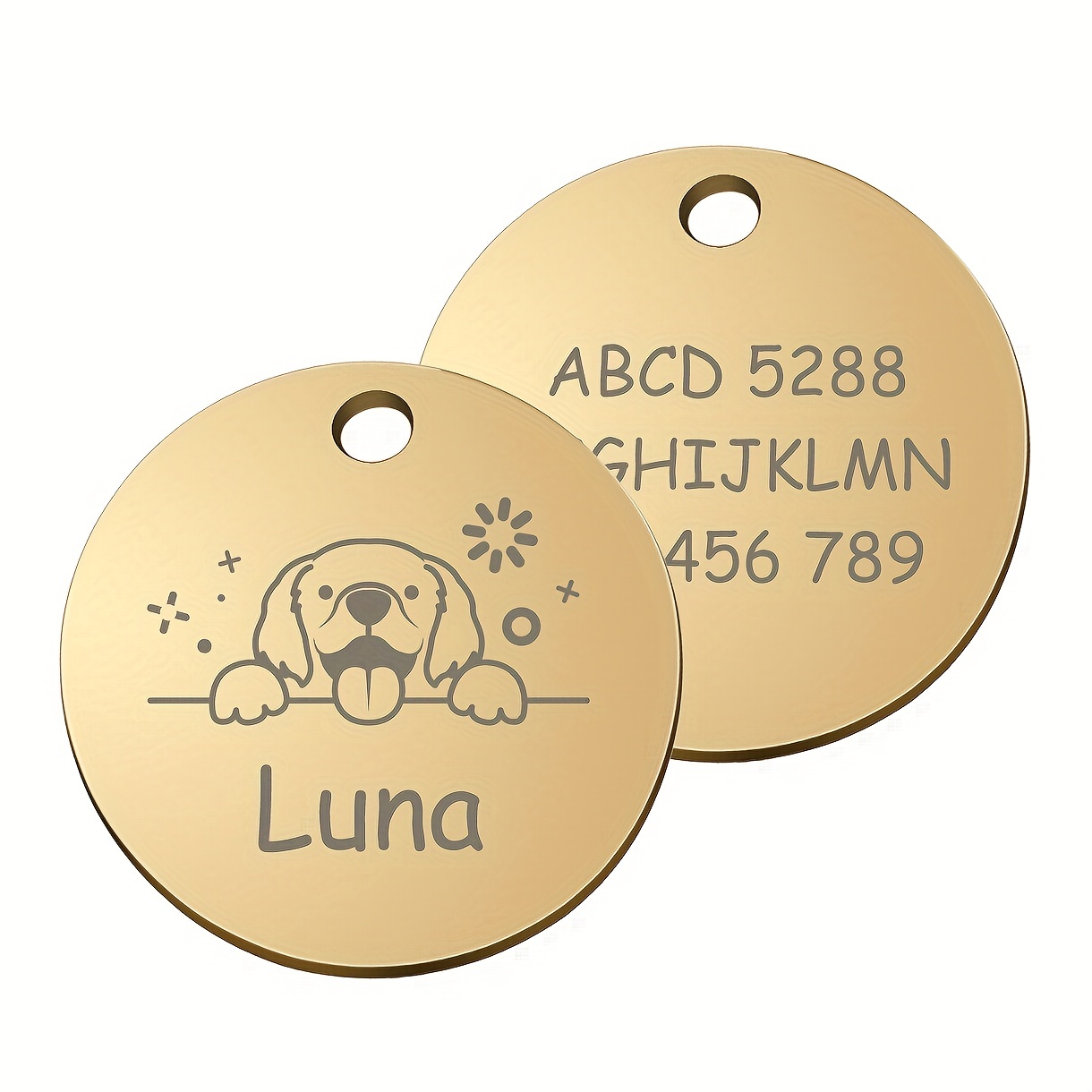 Custom Round Dog Tag with Personalized Information
