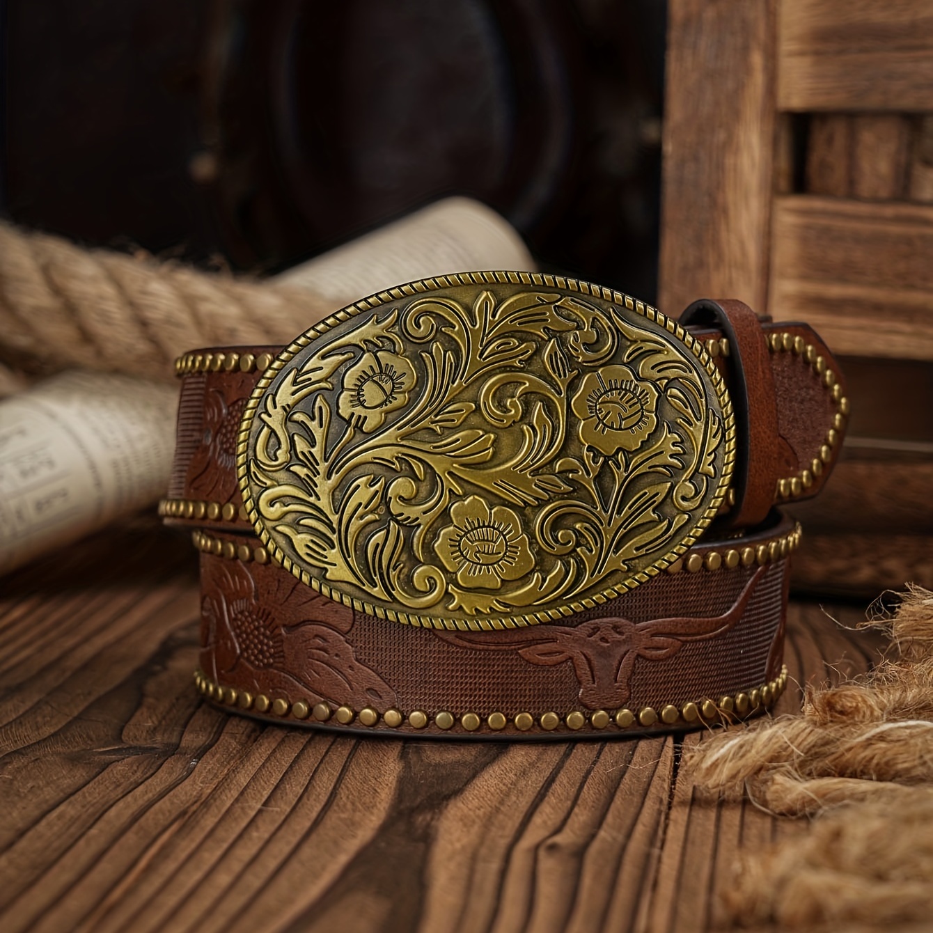 Vintage Pattern Buckle PU Leather Belt For Men