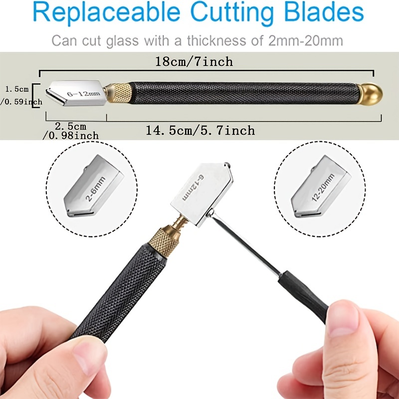 Glass Cutters 2-22mm- Glass Cutter Tool for Thick Glass Tiles Mirror Mosaic  Cutting Glass Cutting Tool with Aotomatic Oil Feed and Replaceable 3  Carbide Cutting Heads