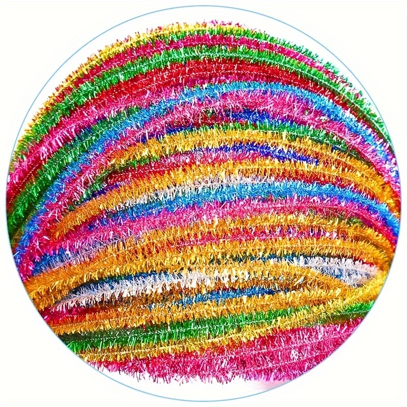 Glitter Pipe Cleaners,Saim 100 PCS 12 Inch Glitter Sparkle Creative Arts  Stems Pipe Cleaners for DIY Craft