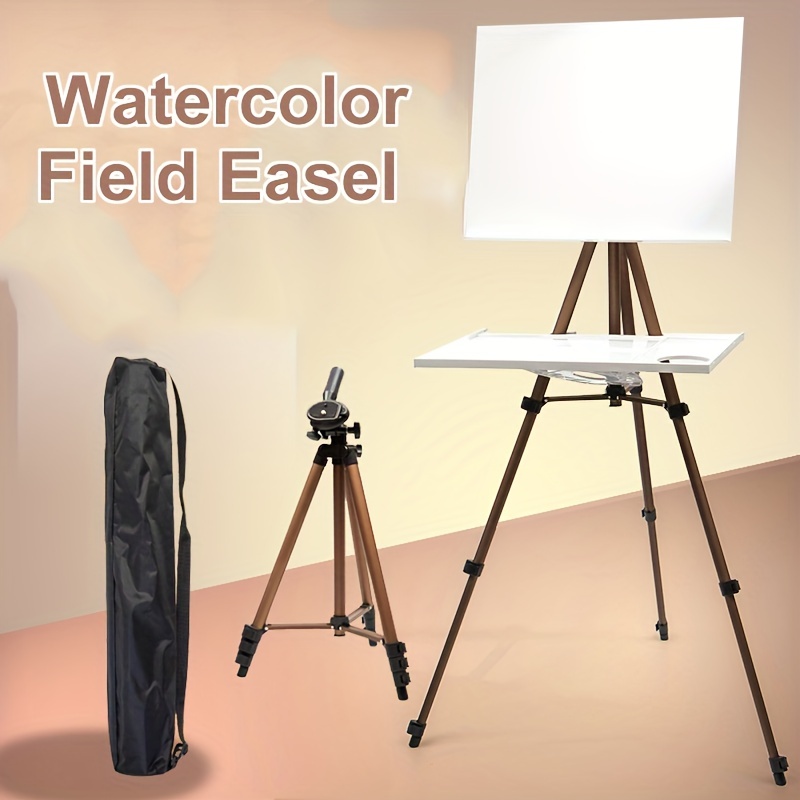 1pc Watercolor Filed Easel For Painting, Vertical To Horizontal Aluminum  Easels With Adjustable Tripod, Display Stand Easel With Portable Bag For Art