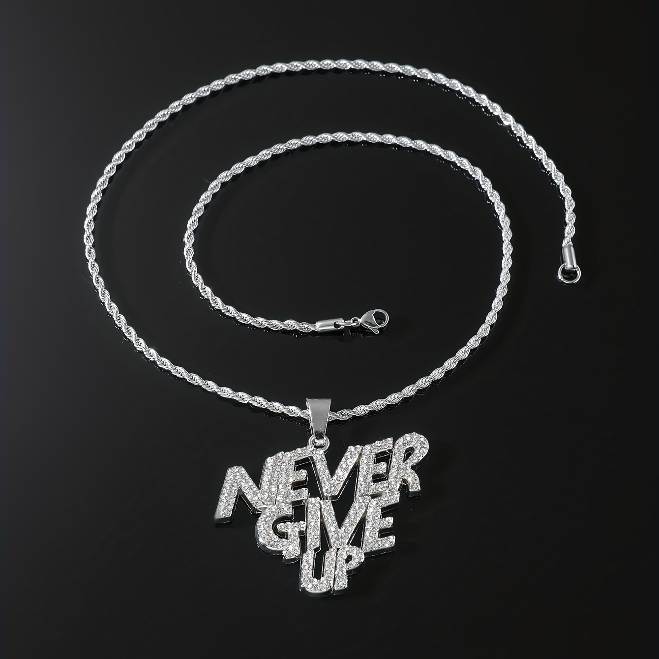 1pc Hip Hop Niche Design Full Faux Diamond Letter Pendant Necklace