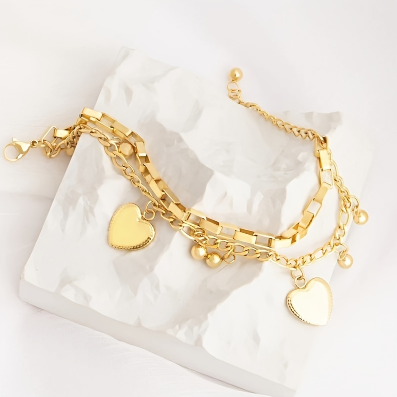 Gold Layered Heart Charm Bracelet