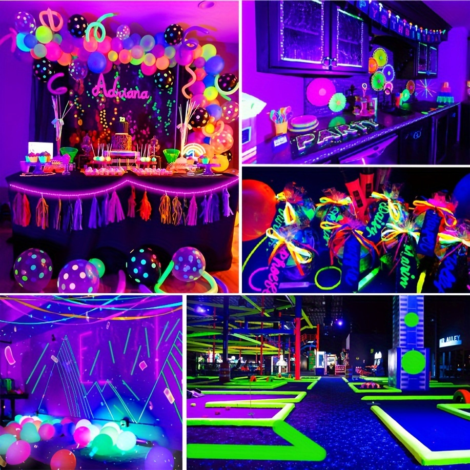 How many black lights do I need for a party - Black light LED glow party  kits UV ultra violet lights neon party