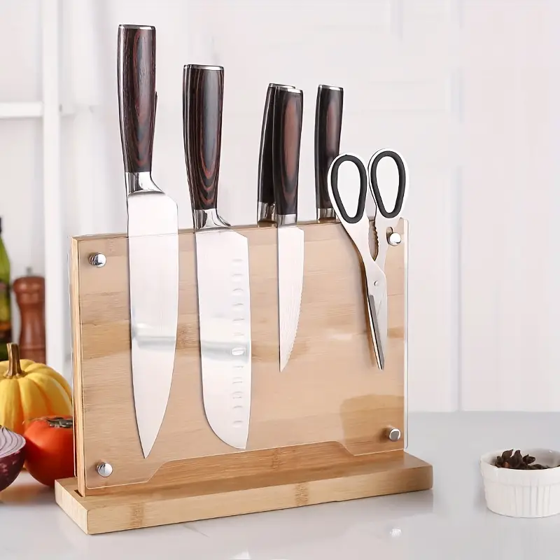 Knife Block Holder, Stainless Steel Knife Block Without Knives, Powerful  Double Side Kitchen Knife Holder - Temu