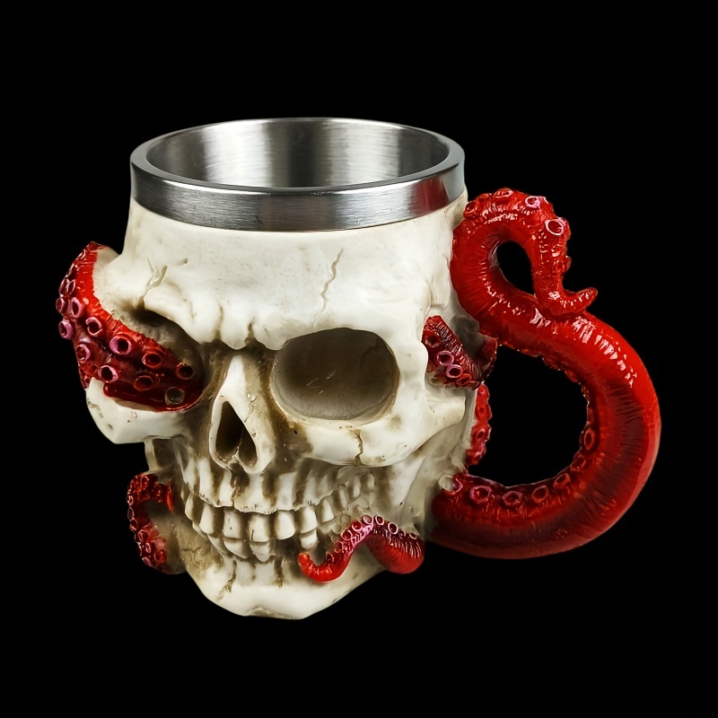 3d Vintage Beer Cup Large Capacity Beer Mug Colorful Skull Or Dragon Double  Wall Coffee Mug Office Stainless Steel Drinking Cup Halloween Gifts Day Of  The Dead Gifts - Temu