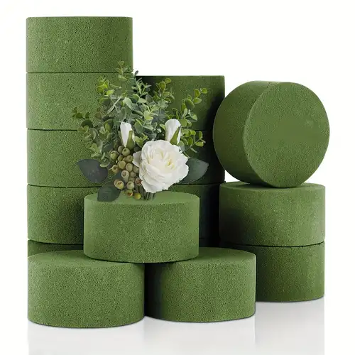 8 Pcs Round Floral Foam Blocks for Flower Arrangements 6.5 Large Green Wet  & Dry Foam Bricks for Fresh and Artificial Flowers Crafts Wedding