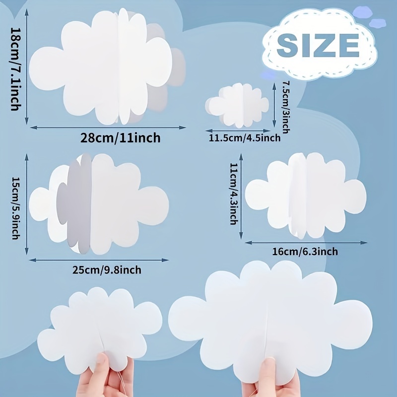 16 pièces nuages ​​suspendus 3D pour plafond faux nuage en - Temu