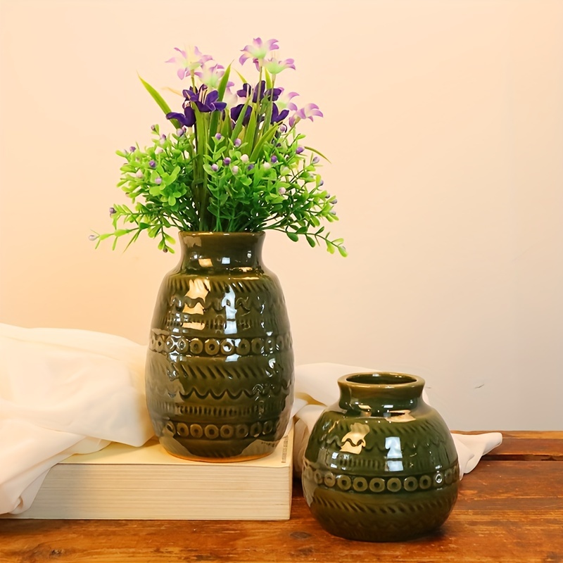 1pc White Ceramic Vase For Home Decoration, Boho Vase For Living Room  Decor, Fireplace Holder, Table, Shelf, Table