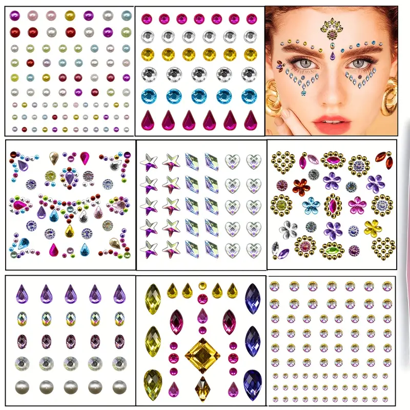 3000 Pcs 8 Sheets Rhinestones Stickers, 4 mm Face Jewels Rhinestones for  Makeup Self Adhesive Bling Gems Stick on Rhinestone for Hair Eyes Body  Crafts (Clear, AB Color) - Yahoo Shopping