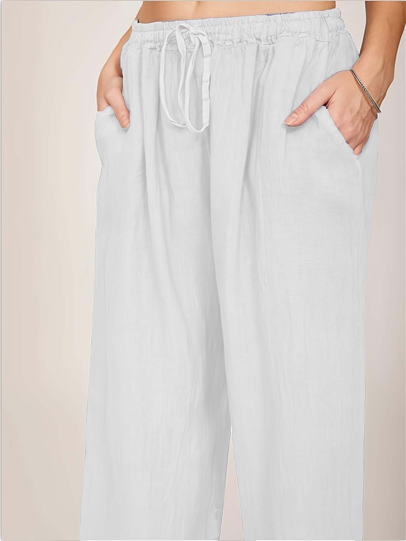 Women's White Wide-Leg Pants