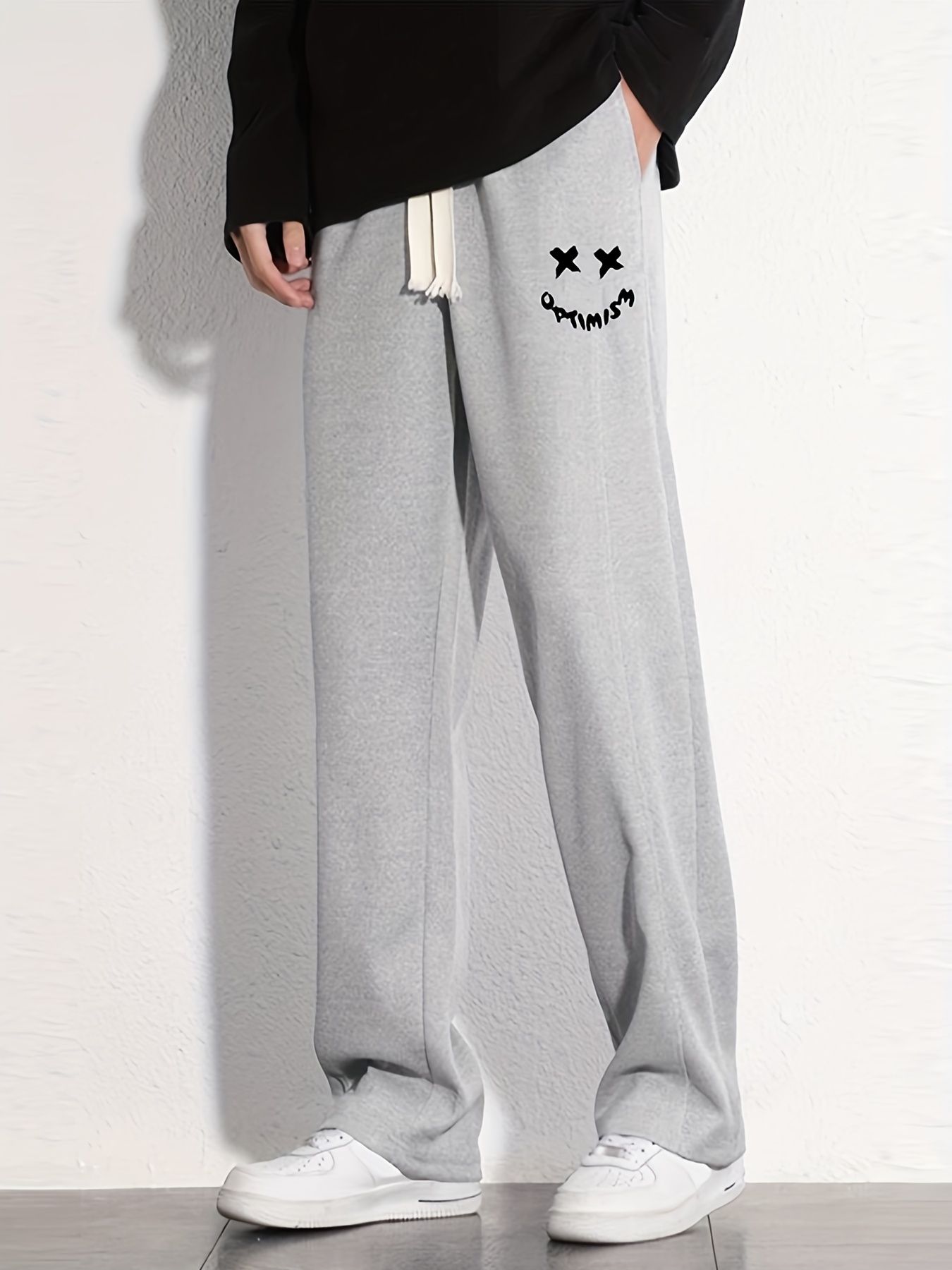 Smiling And OPTIMISM Letter Graphic Print Men's Sweatpants