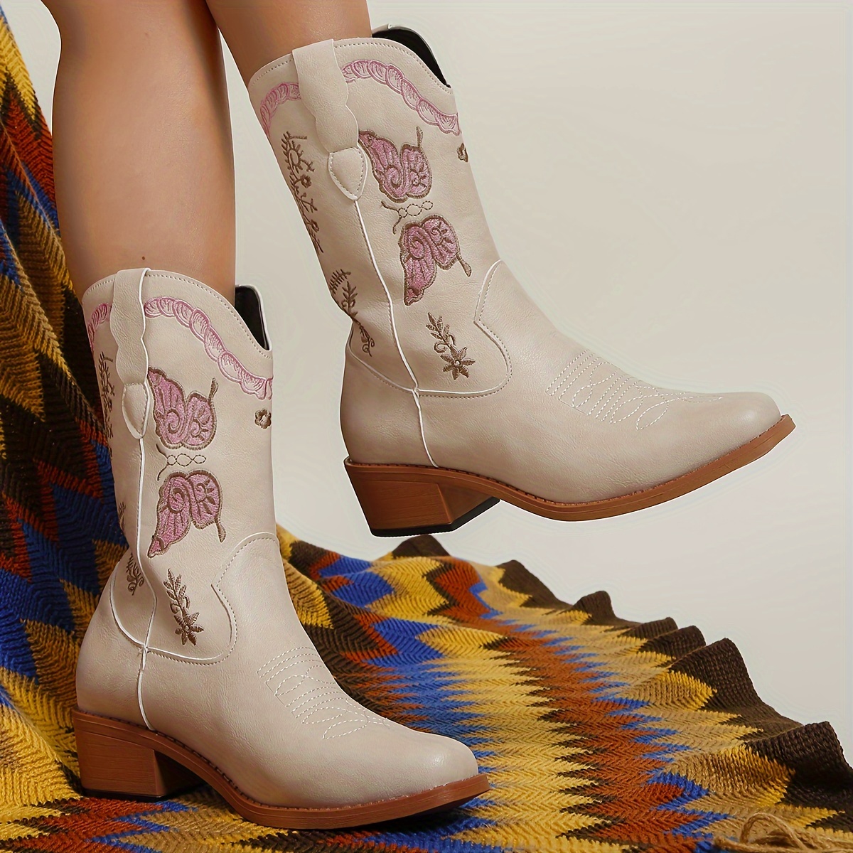 Women's Western Boots, Boots With Butterflies/botas Vaqueras Para