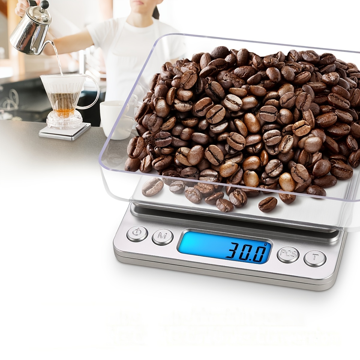 1pc Rechargeable Stainless Steel Digital Scale With 0.1g-3000g