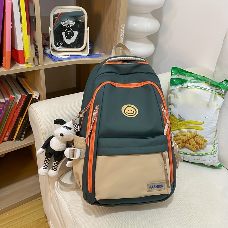 Large Capacity Schoolbag For High School Students With Bag Charm