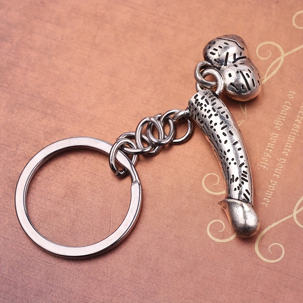 Male Genitalia Keychain for Lovers Metal Sexy Dick Penis Keyring Car  Accessories