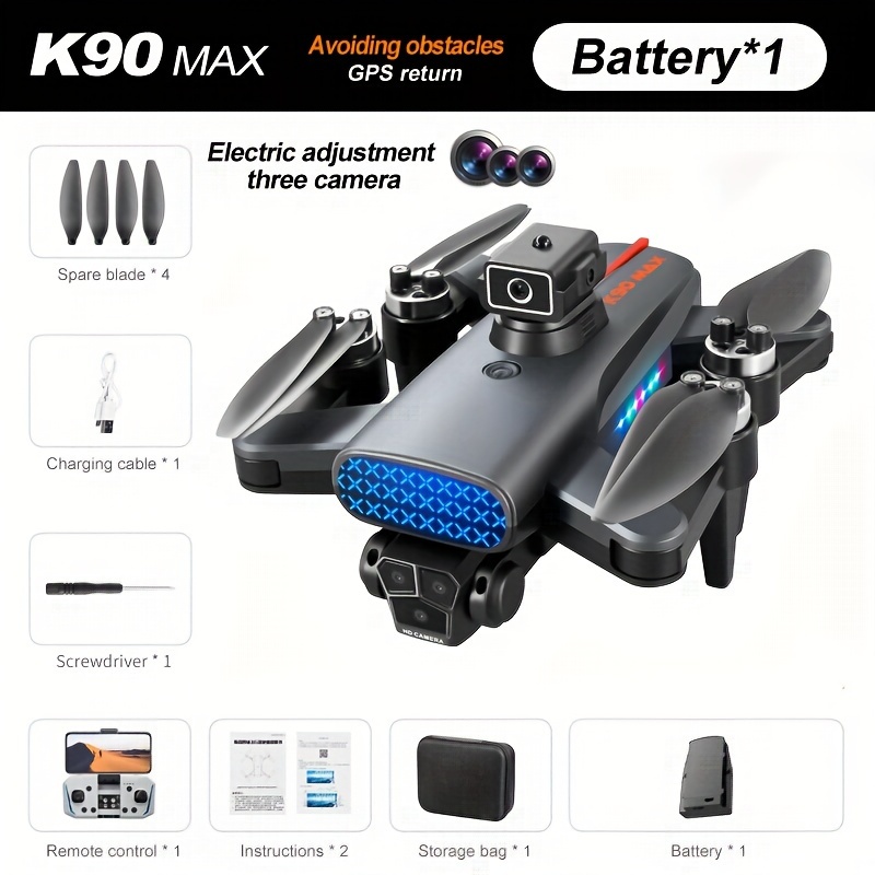 7-Level Wind Resistance K90 Pro Drone With 360° Obstacle Avoidance,  Brushless Motors, GPS And Smart Follow Mode.Perfect For Beginners Men's  Gifts And