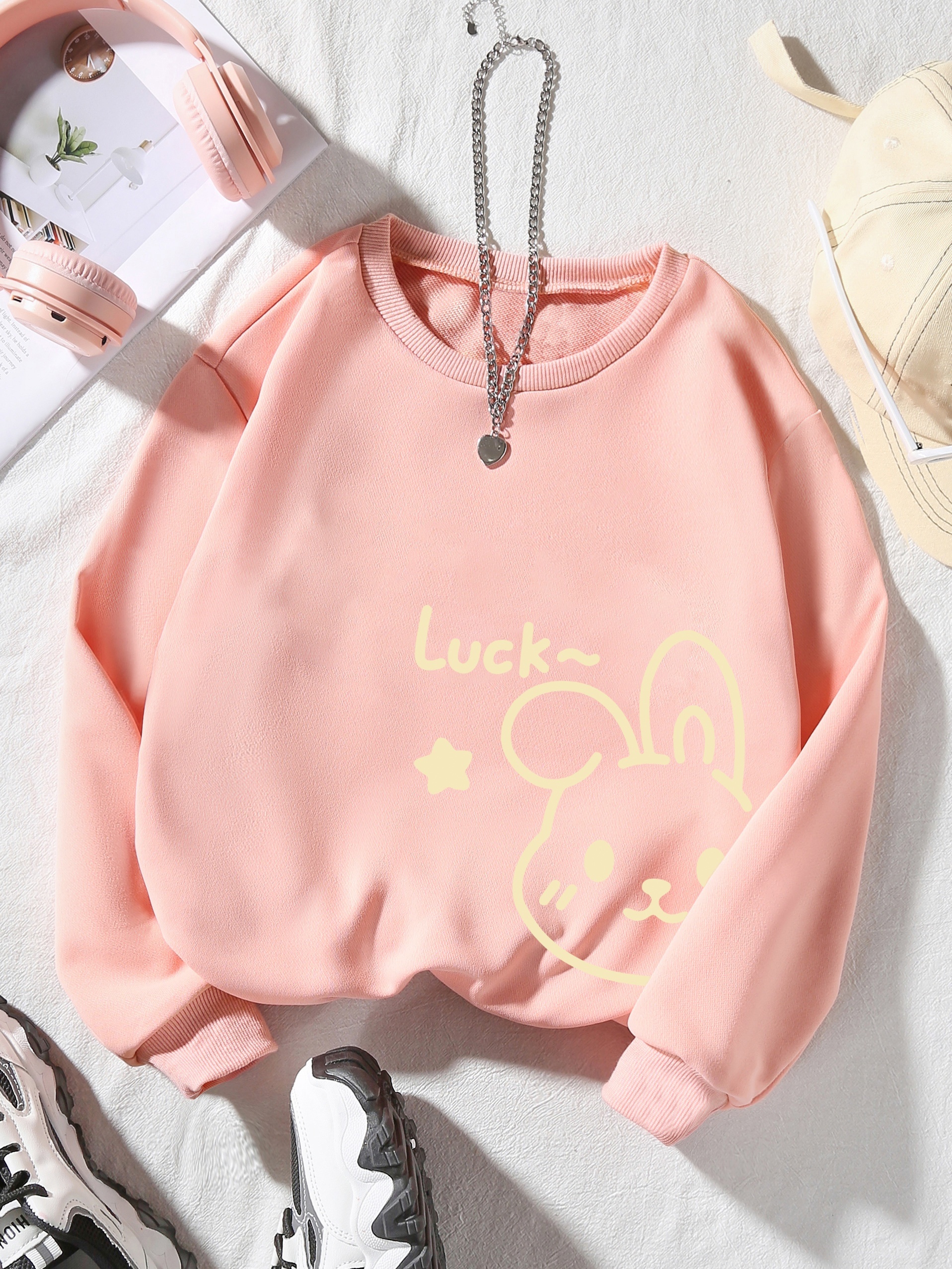 Cozy Christmas Cartoon Santa Print Pullover Sweatshirt for Toddler Girls, Long Sleeve Casual Sports Top for Everyday Wear main image 1