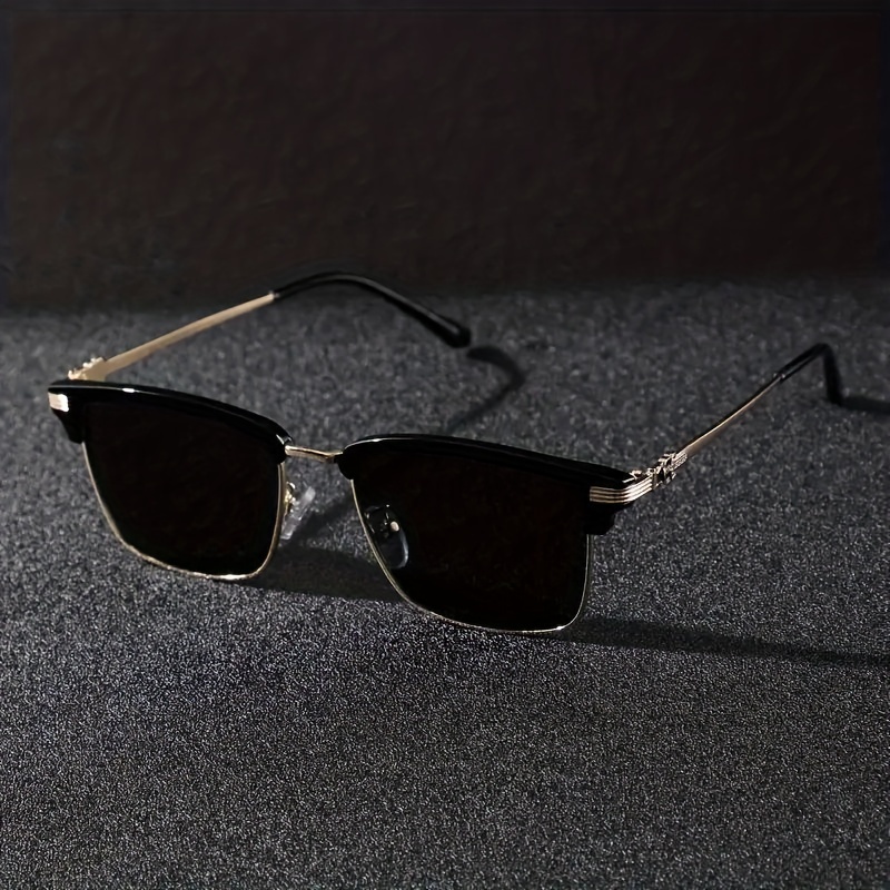 1pc Mens Boho Style Square Frame Sunglasses Outdoor Travel Pc Lens
