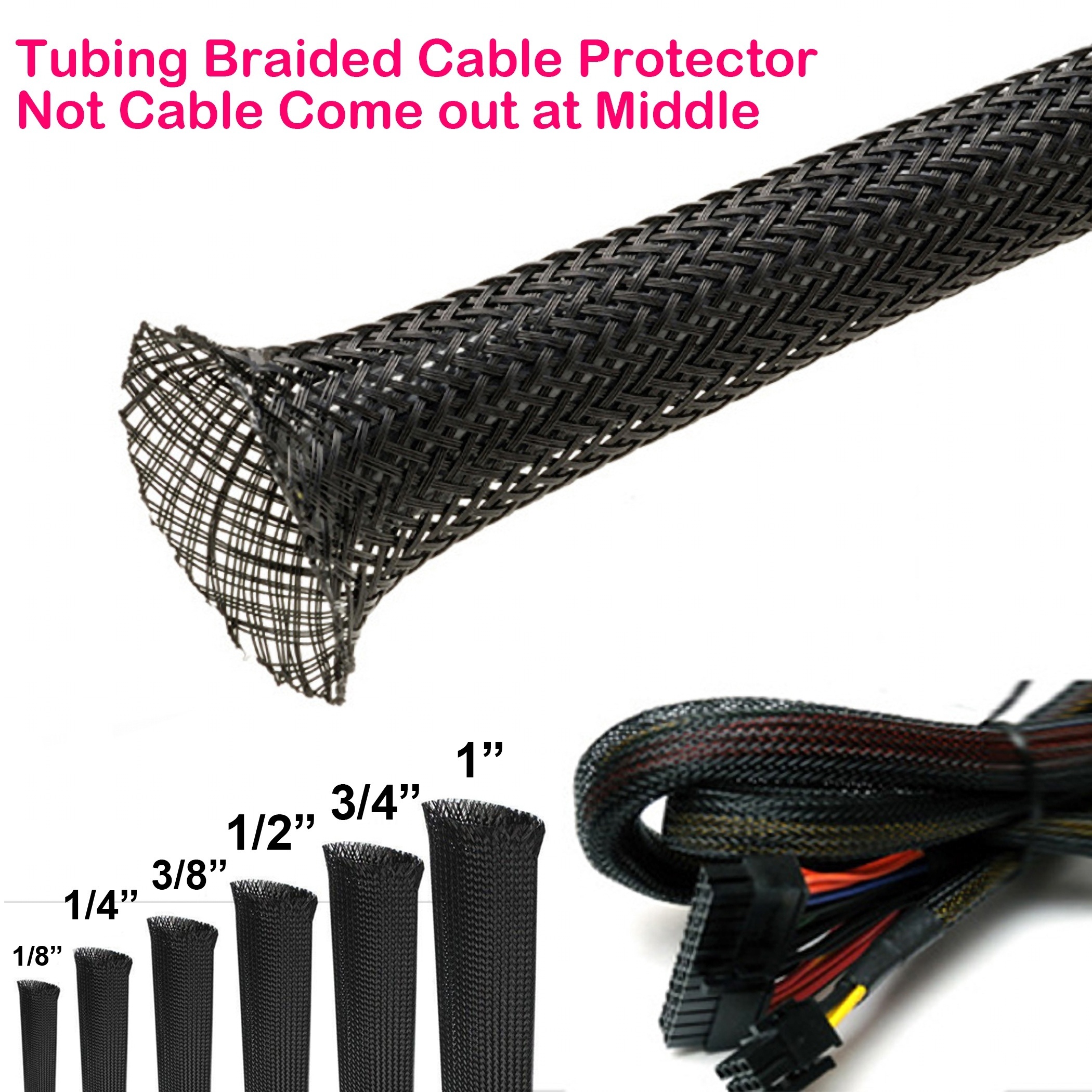 Organize Cables Pet Flexible Braided Cable Sleeve Electrical - Temu Canada