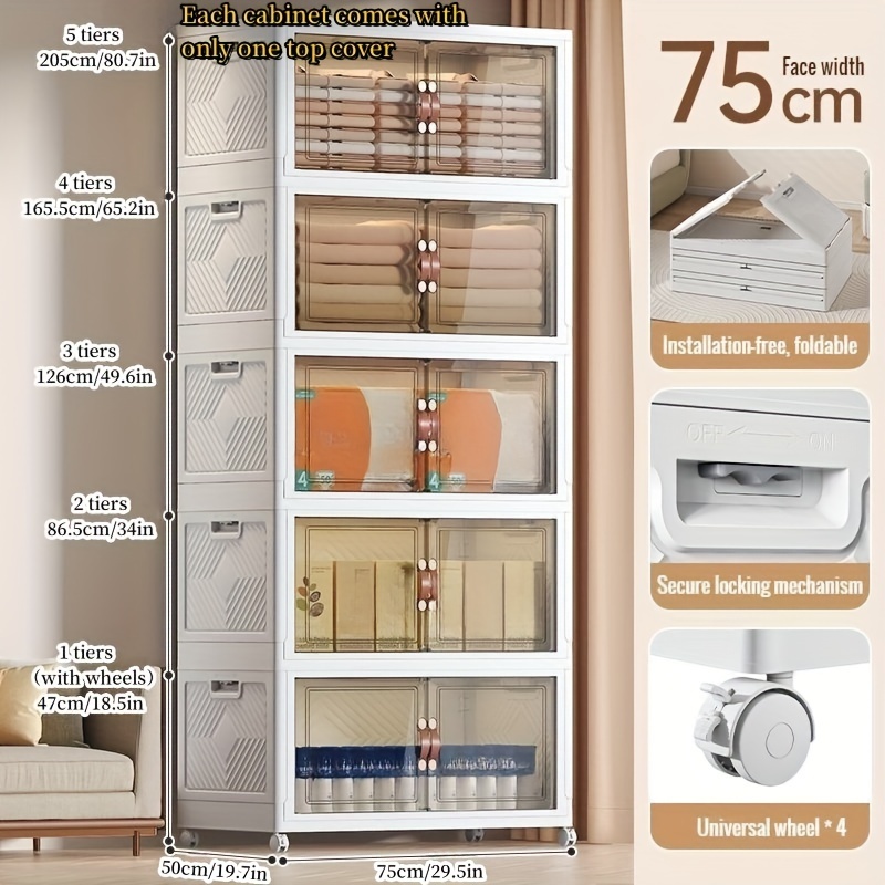 Durable Folding Storage Bins Organizer 2 Tier,Stackable Bins with