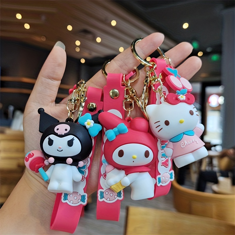 Kawaii Keychain Melody Hello Kitty Melody Kuromi Cinnamoroll Cartoon Couple  Bag Keychain Pendant Cute Toys Key Buckle Small Gift