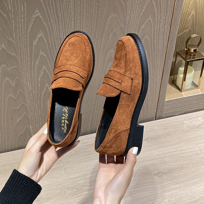vintage style women's flannel loafers solid color pointed Temu