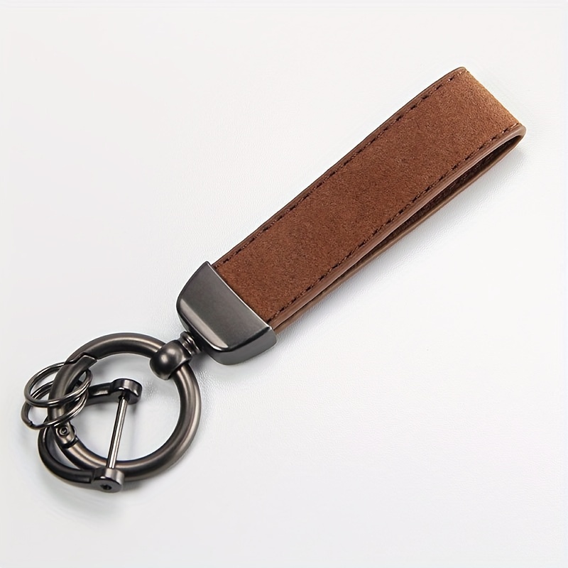 Porte-clés Voiture En Cuir – Lot De 2 – Boucle Zinc – Noir Et Marron – Idéal Cadeau