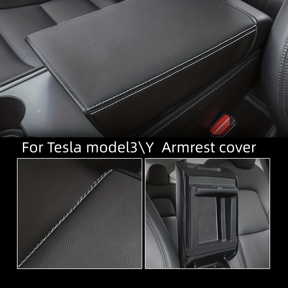 Armlehnenabdeckung für Tesla Model 3 Y 2017 + Mittelkonsole Armlehne  schwarzes Leder