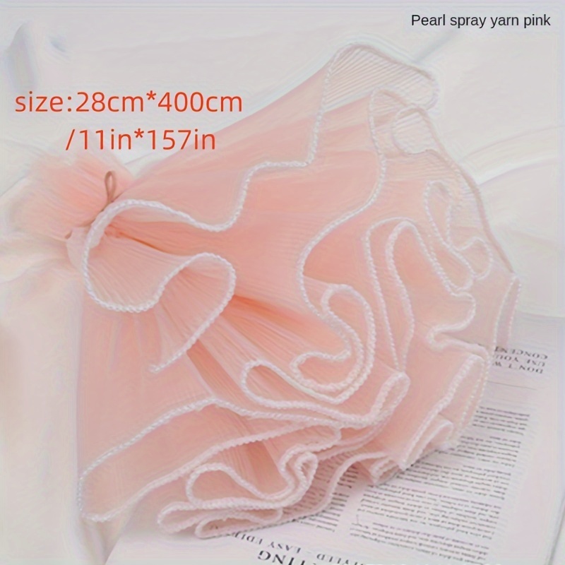  Korean Flower Wrapping Mesh Paper White Pearl Edge Bouquet  Packaging Paper Wrinkled Wavy Net Yarn Valentine's Day Florist Supplies  Wedding Birthday Decoration 4.5 Yards (Pink) : Arts, Crafts & Sewing