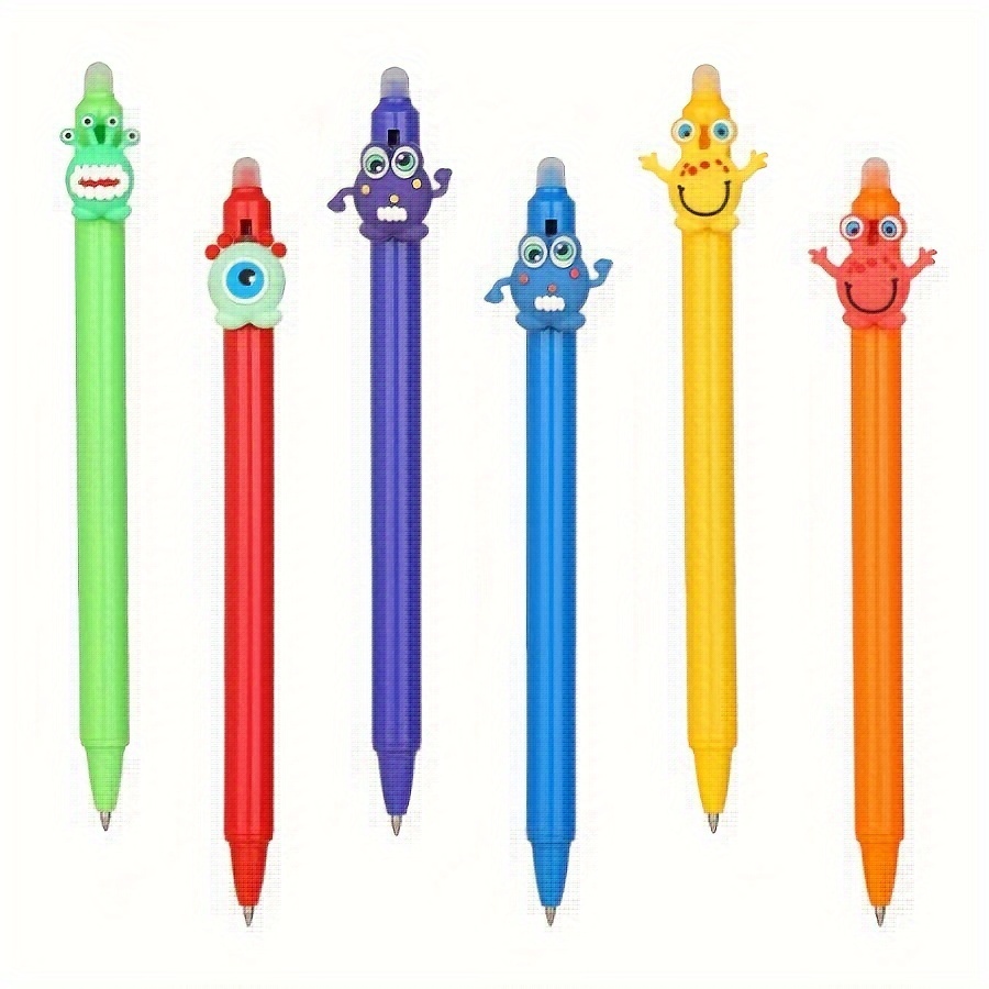 

6pcs Little Monster Cartoon Erasable Neutral Pen Student Stationery Pen Office Signature Pen