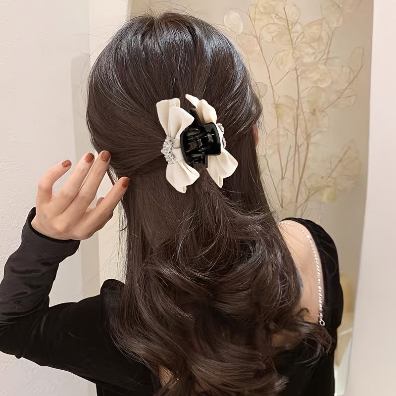Velvet Bow Rhinestone Love Heart Hair Claw Clip Elegant Non Slip Strong  Hold Grip Hair Jaw Clip For Thick Hair Accessories - Beauty & Personal Care  - Temu