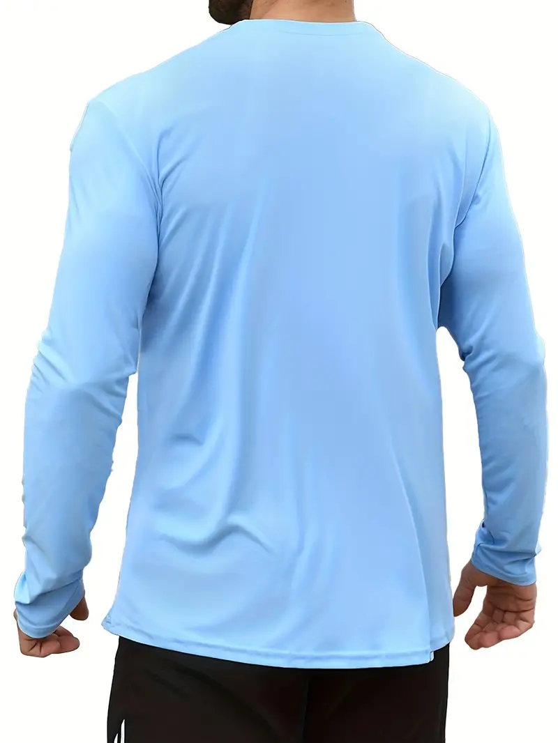 2pcs Men's UPF 50+ Rash Guard Shirts, Mid Stretch Long Sleeves UV Sun Protection Shirts For Outdoor Swimming Surfing Fishing