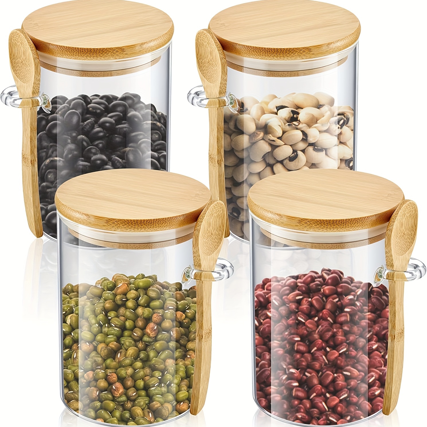  20 oz Glass Spice Jars with Bamboo Lid,6 Pack Kitchen Food  Storage Canister for Spices,Coffee Beans,Tea, Nuts and Candy: Home & Kitchen