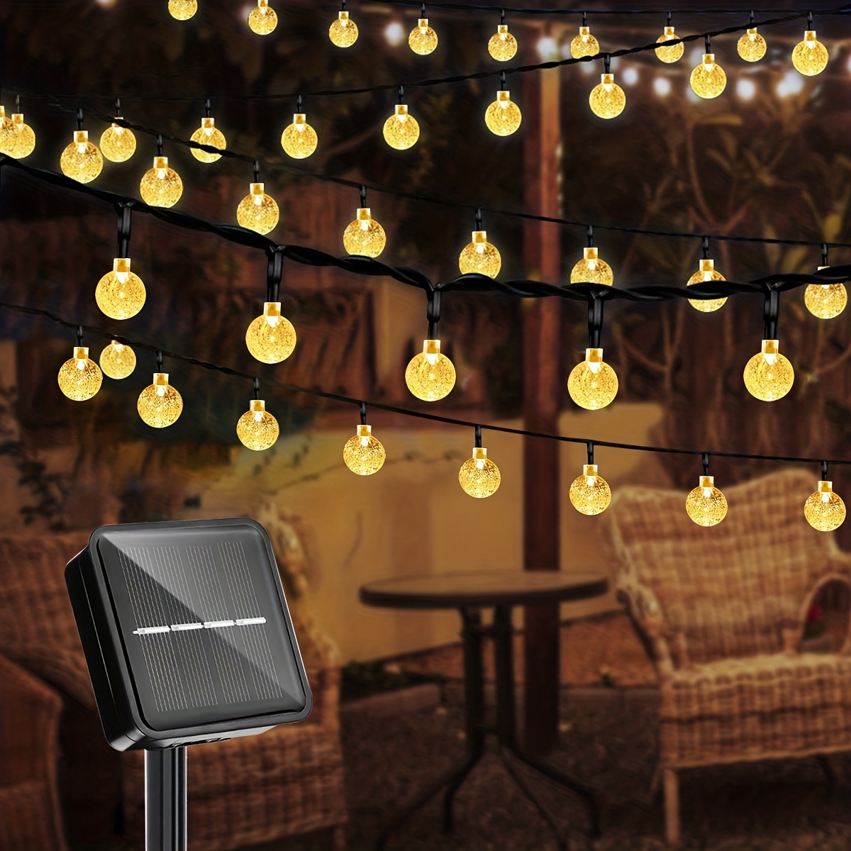 Guirlande Lumineuse Solaire à 100 LED, Rechargeable par USB –