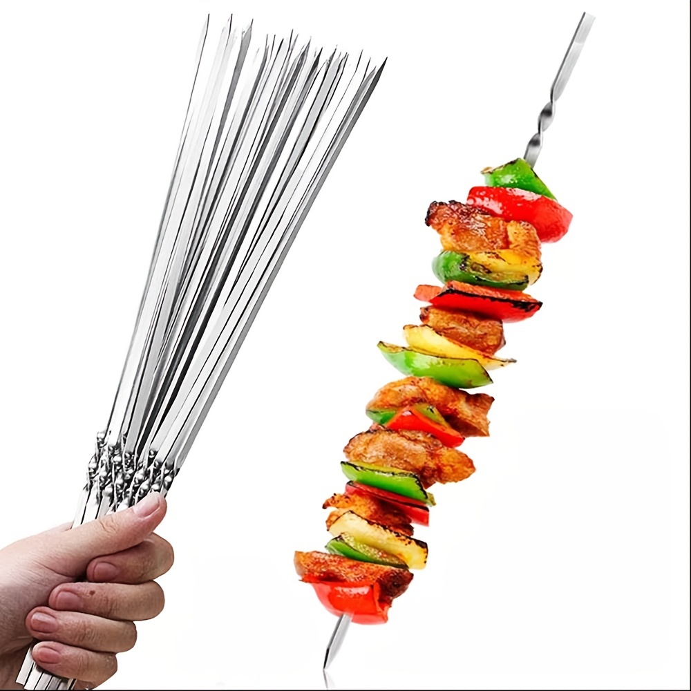 10pcs BBQ Skewers Stainless Steel BBQ Needle Stick Garden Outdoor Camping Grill Accessories