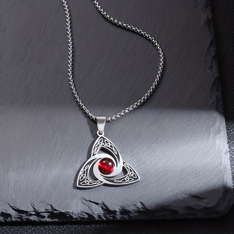 Stainless Steel Celtic Knot Necklace with Gemstone