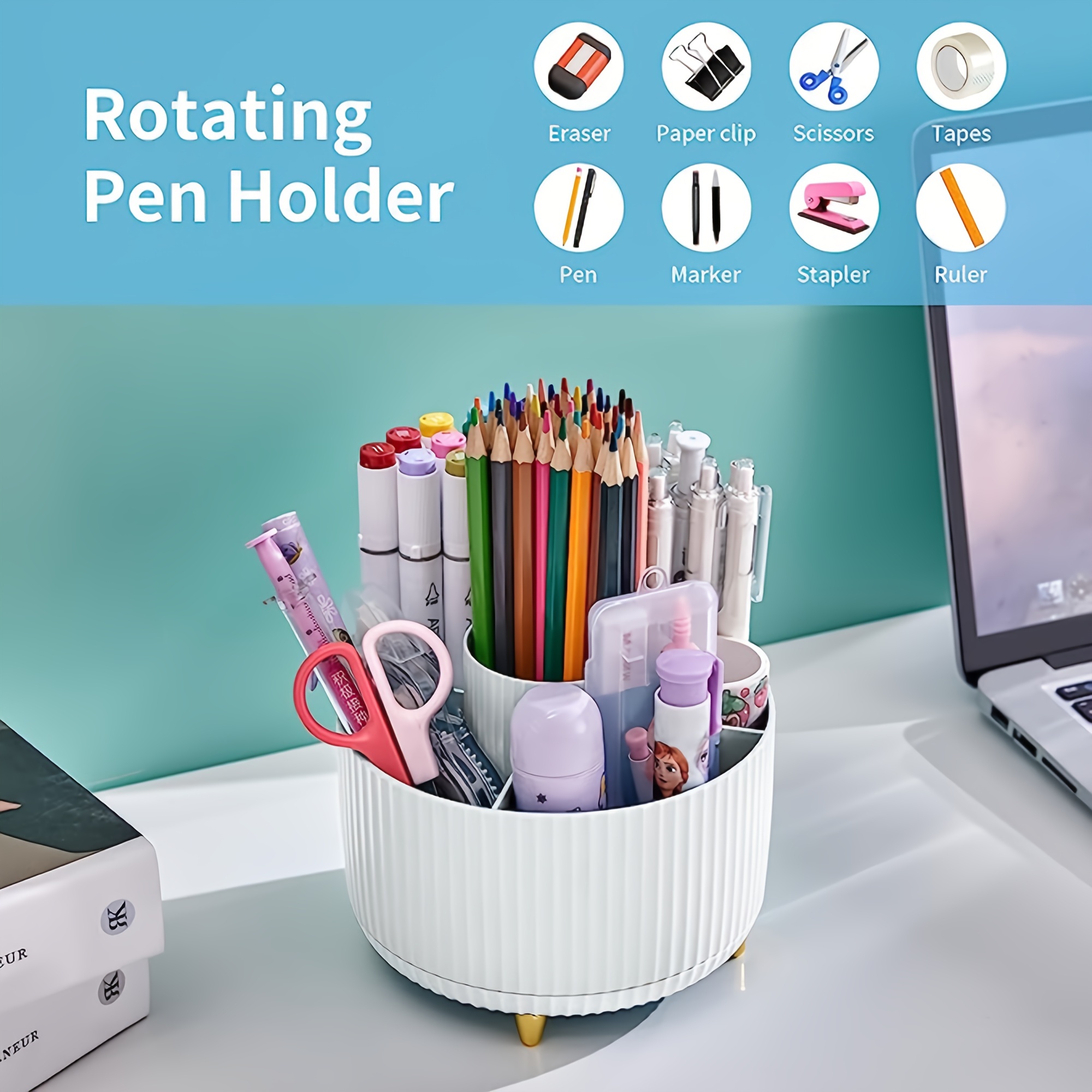 360 Degree Rotating Children's Pen Holder Color Desktop - Temu