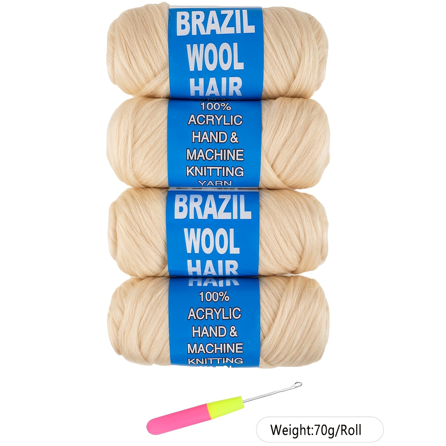4Pcs Natural Black Brazilian Wool Hair for Braids Acrylic Hand Knitting  Yarn for soft Hair Braiding Hair Extension Crochet Braid Senegalese  Twisting Jumbo Braids
