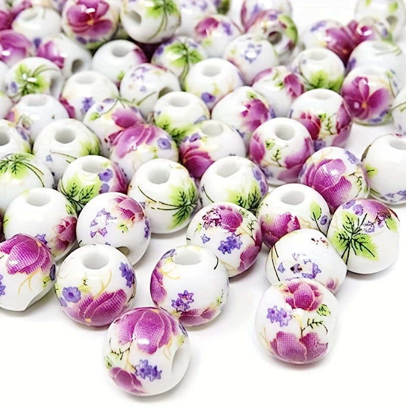 Vintage Blue Porcelain Small Floral Plum Ceramic Beads Large - Temu