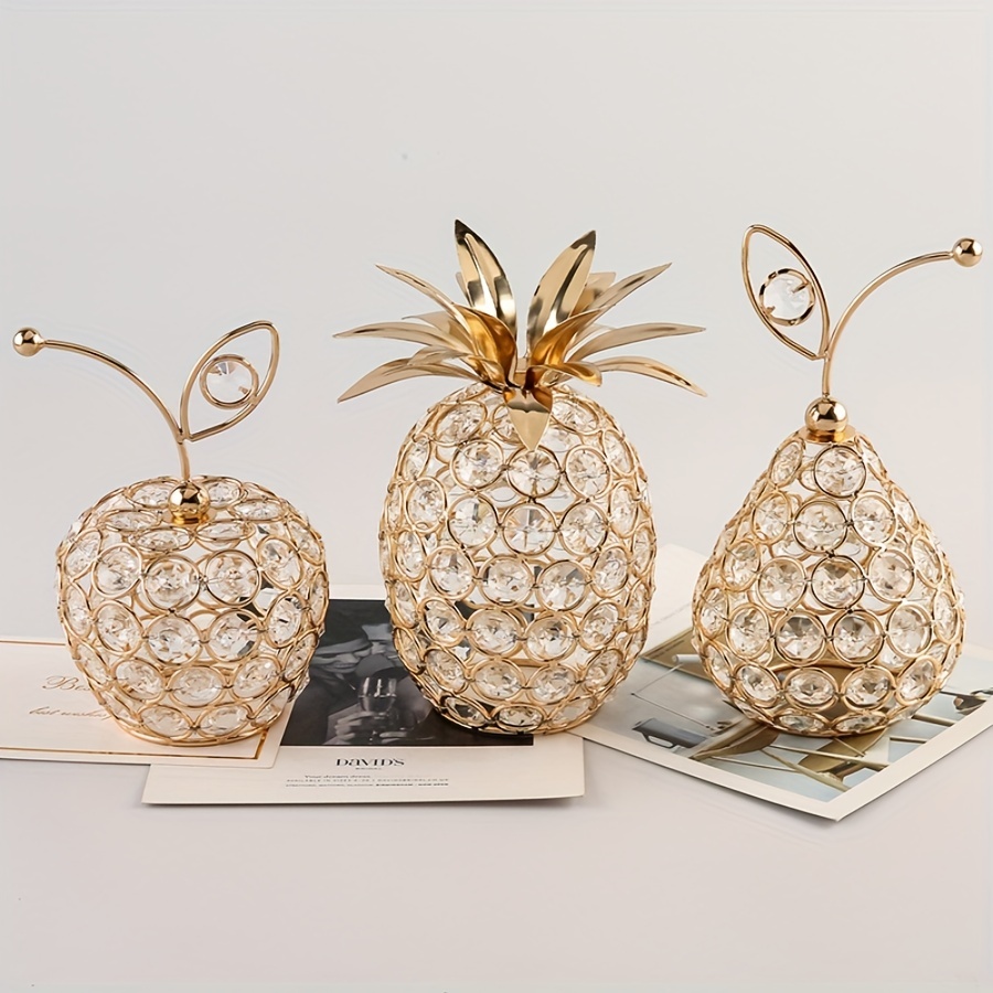 EXQUIMEUBLE 1pc Crystal Pineapple Ornament Artificiales para Yellow Gifts  Glass Sculpture Crystal Glass Figurines Pineapple Decor Cow Kitchen Decor