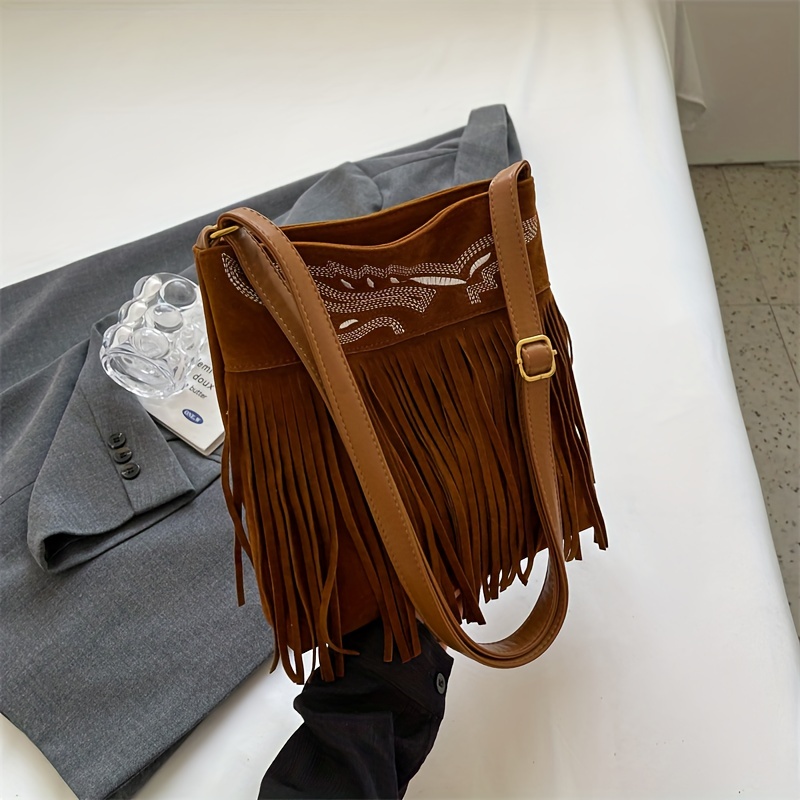 Western Womens Vintage Boho Bags Leather Crossbody Fringe Handbags Hippie  Purses for Women