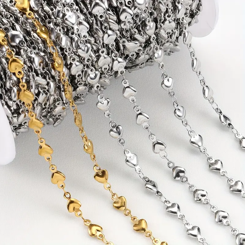 1meter Stainless Steel Love Heart Chains For Jewelry - Temu