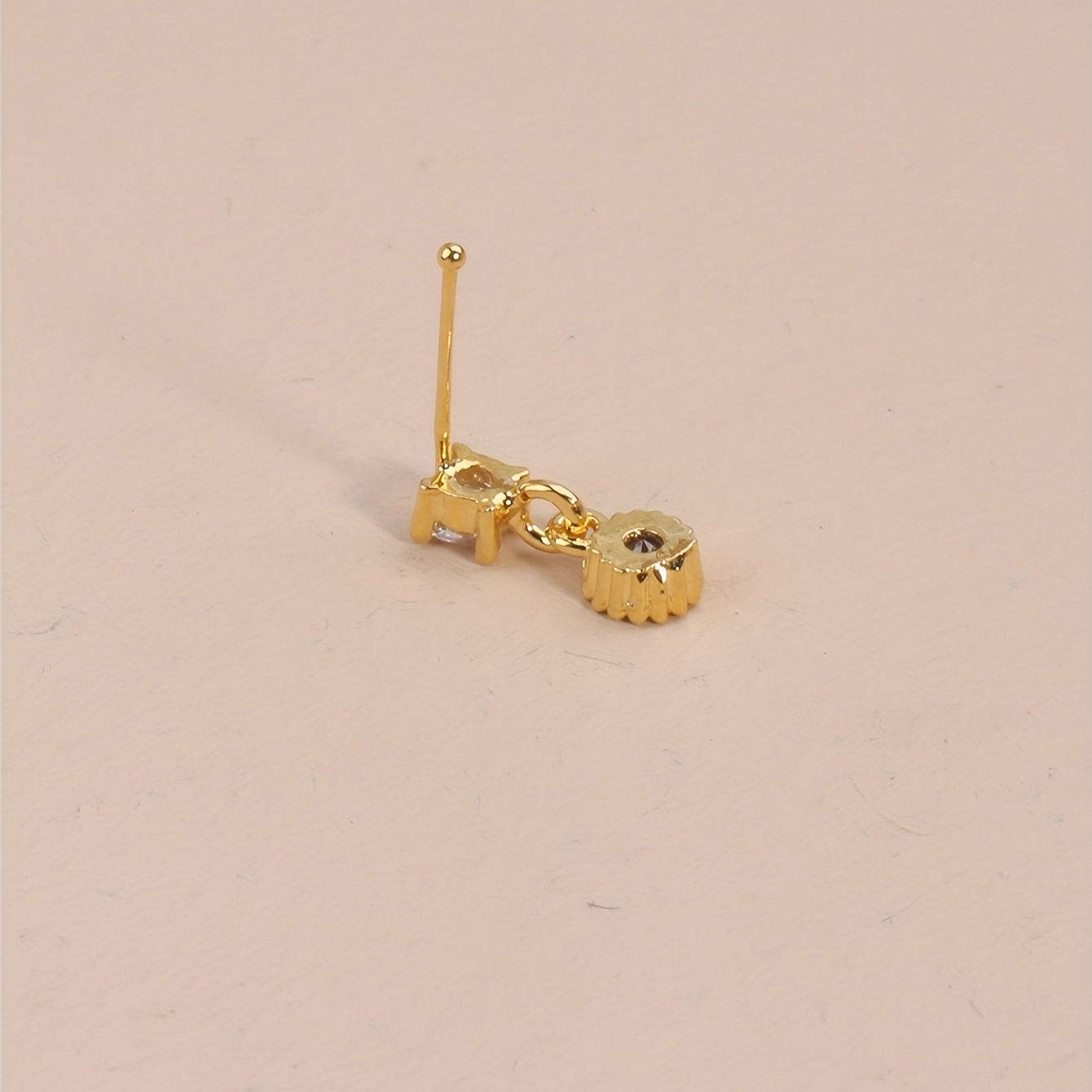 Dangle Nose Ring with Round Cut Zircon, Body Piercing