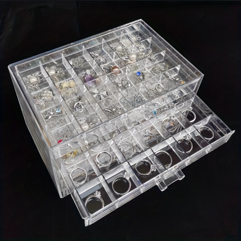 Acrylic Jewelry Box With 2 Drawers Hanging Earring Holders - Temu
