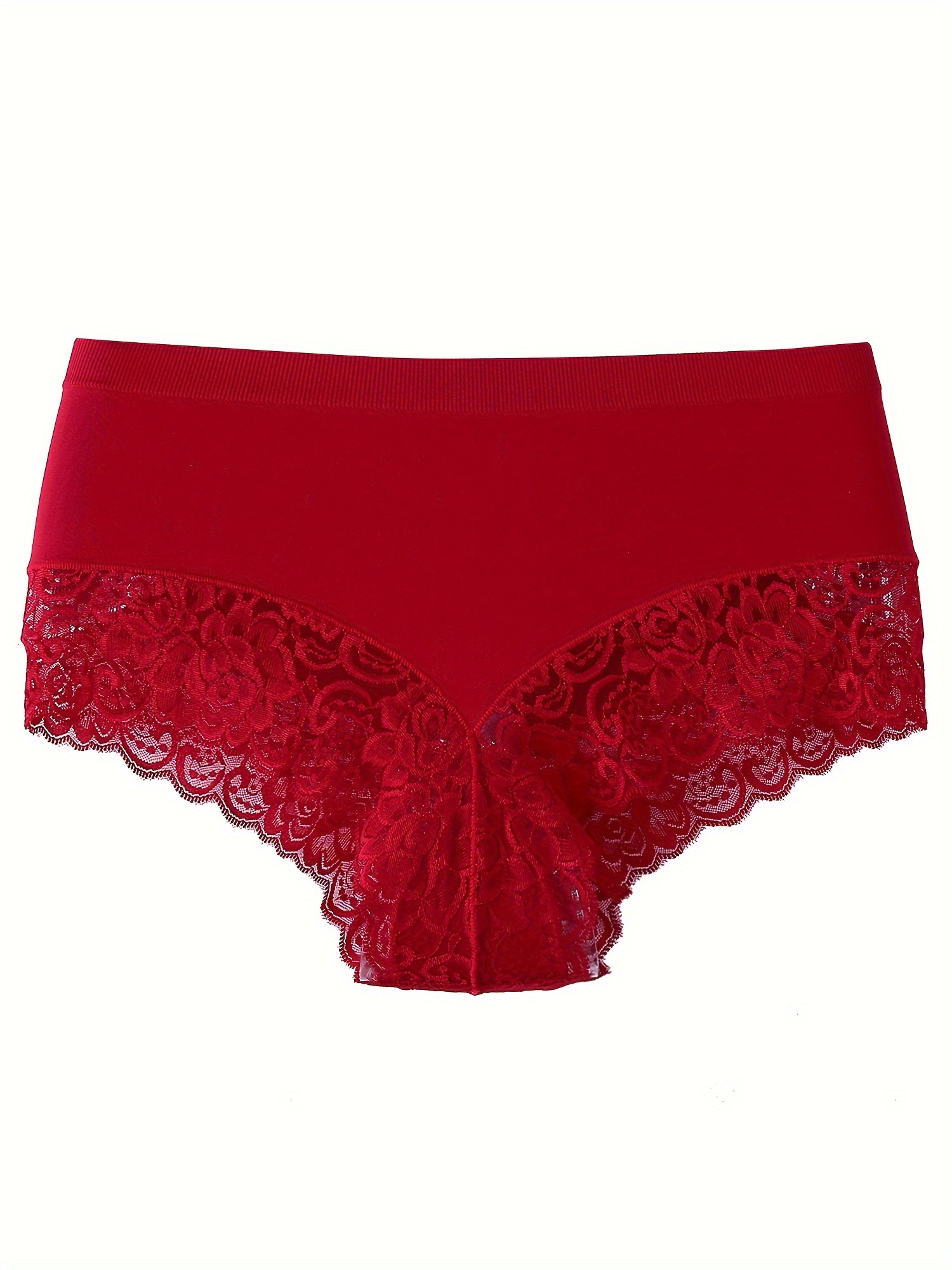 5pcs/set 2xl-3xl Women's Underwear, Sexy Lace Panties, Large Size, Fashion  Solid Color, High Waist Seamless Panties, Lingerie