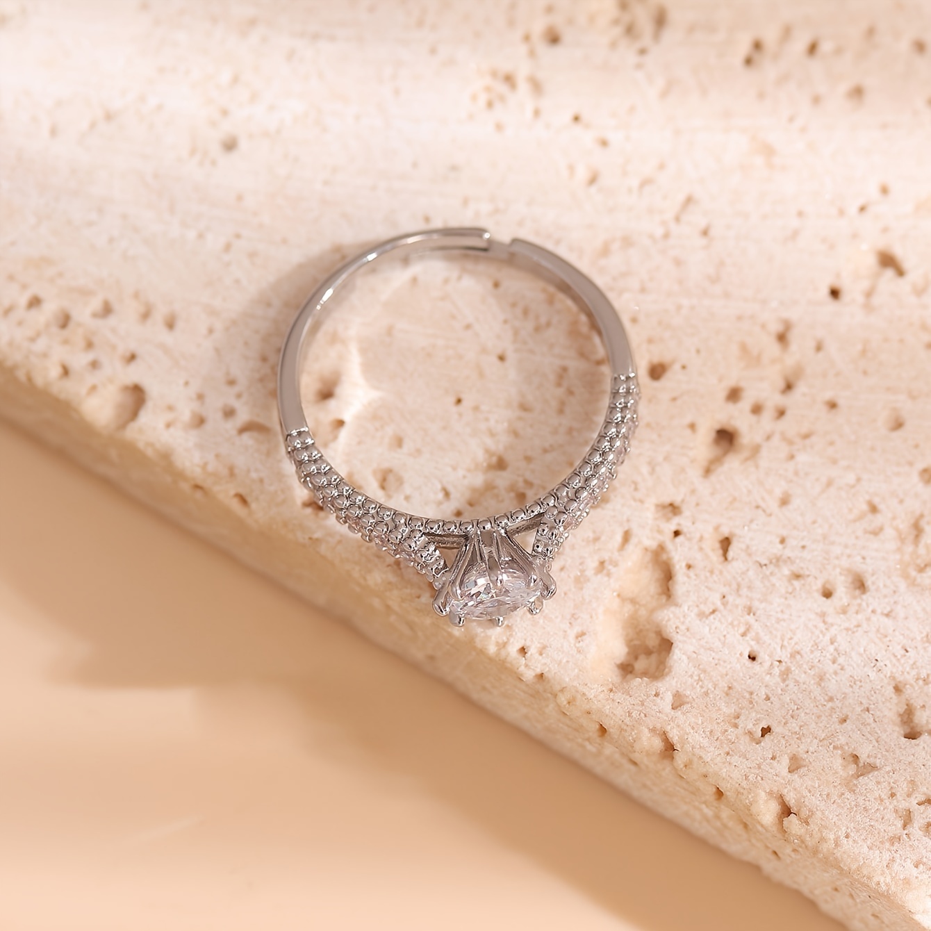 Fashionable Minimalist Women's Ring, High End Copper with Zirconia