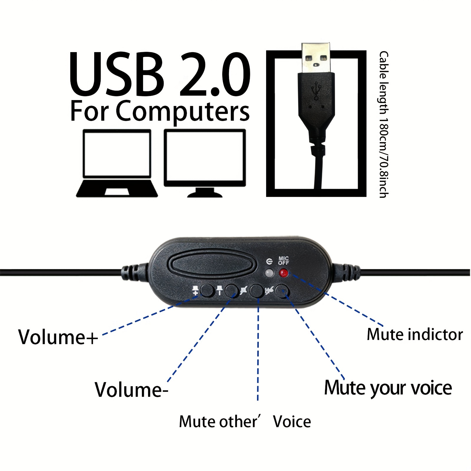 Auriculares Cancelación Ruido Cable Usb 3.5mm Negocios - Temu