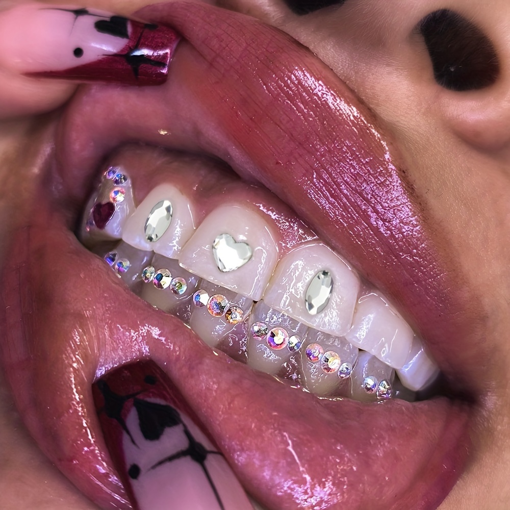 Kit Gemas Dientes Diamantes Imitación Brillantes Decoración - Temu Mexico